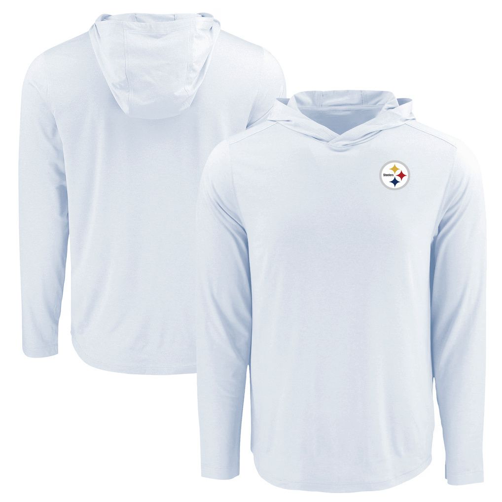 Men 2026 NFL Pittsburgh Steelers Hooded long sleeved T-shirt white 06->nfl t-shirts->Sports Accessory